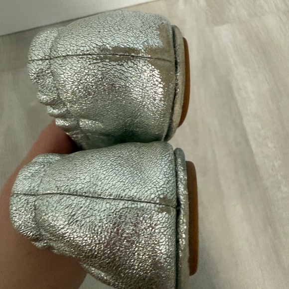 Tory Burch Minnie Travel Ballet Flat Royal Metallic Sliver Womans sz 9.5 - Picture 4 of 12